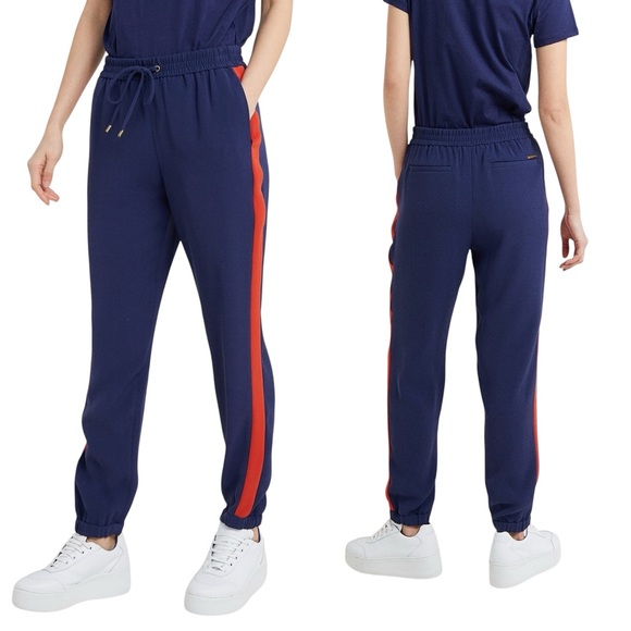 Michael Micheal Kors Contrast Stripe Joggers - True Navy/Terra Cotta -Size S